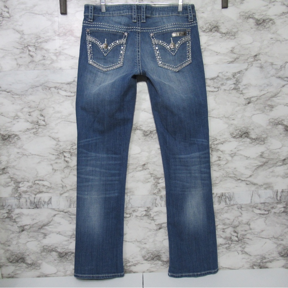 Wrangler Rock 47 Ultra Low Rise Bling Western Denim Jeans Size 30